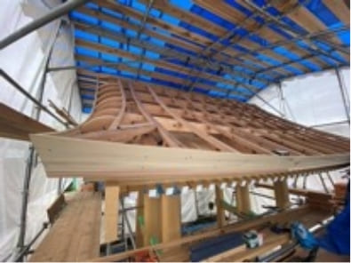 社寺建築の屋根における蓑甲の納まり