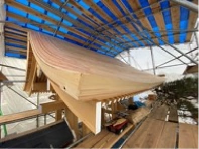 社寺建築の屋根における蓑甲の納まり