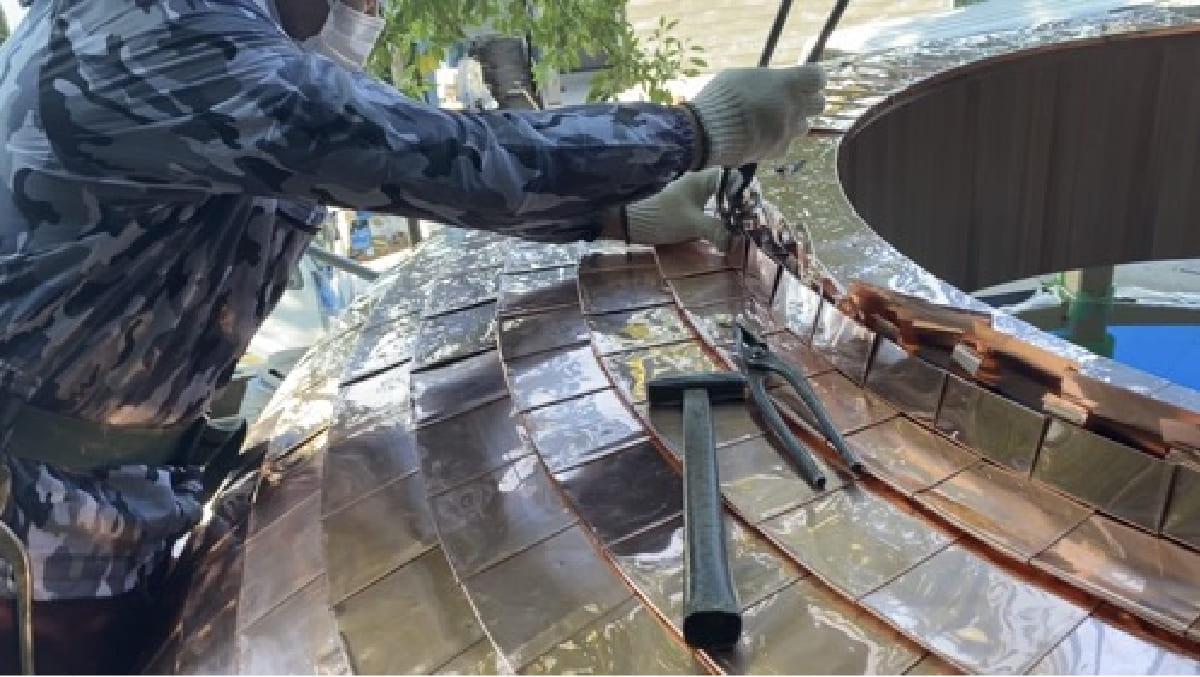 社寺建築の屋根における蓑甲の納まり